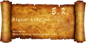 Bigler Klára névjegykártya